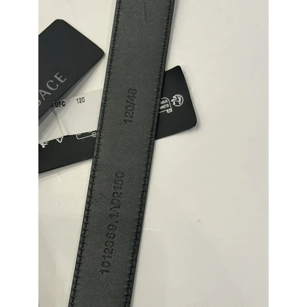 Versace Medusa-Buckle Brown Slim Calf Leather Belt 120 (48) IT 1012369 NWT $500